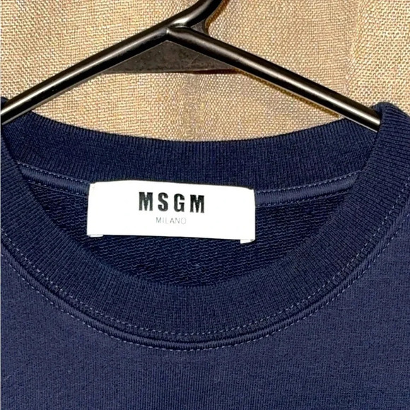 MSGM Milano Beads Authentic Designer Luxury Navy Blue Embellished Sweatshirt SM - Picture 4 of 13